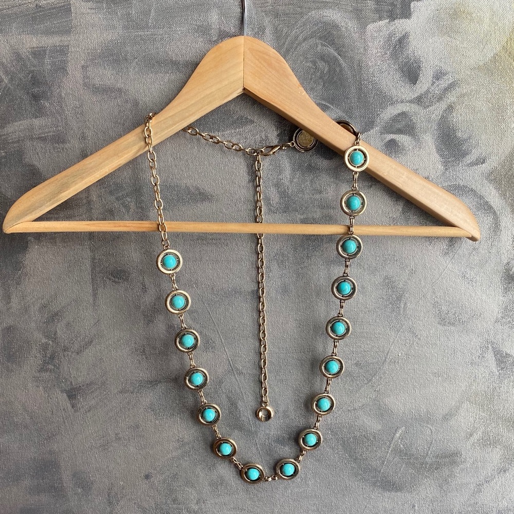 NWT - Faux Turquoise & Gold tone Statement Belt